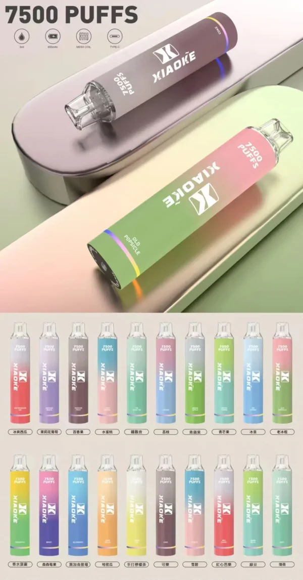 梟客 XIAOKE 7500口拋棄式電子煙｜個性潮流設計・高容量續航配置・便攜霧化體驗