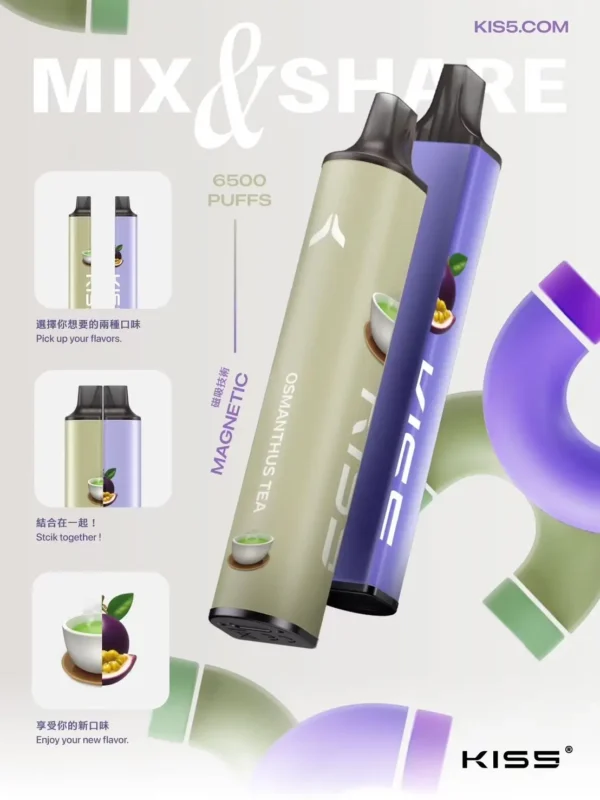 c4e4321bbdf1c65a8936386aaa68ffdd.webp KIS5 鎧斯6500口雙芯磁吸拋棄式電子煙|雙芯霧化設計・磁吸便捷體驗・高容量續航配置
