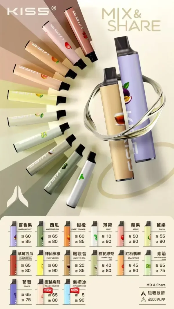d624883724837515a48c1e82e103a222.webp KIS5 鎧斯6500口雙芯磁吸拋棄式電子煙|雙芯霧化設計・磁吸便捷體驗・高容量續航配置